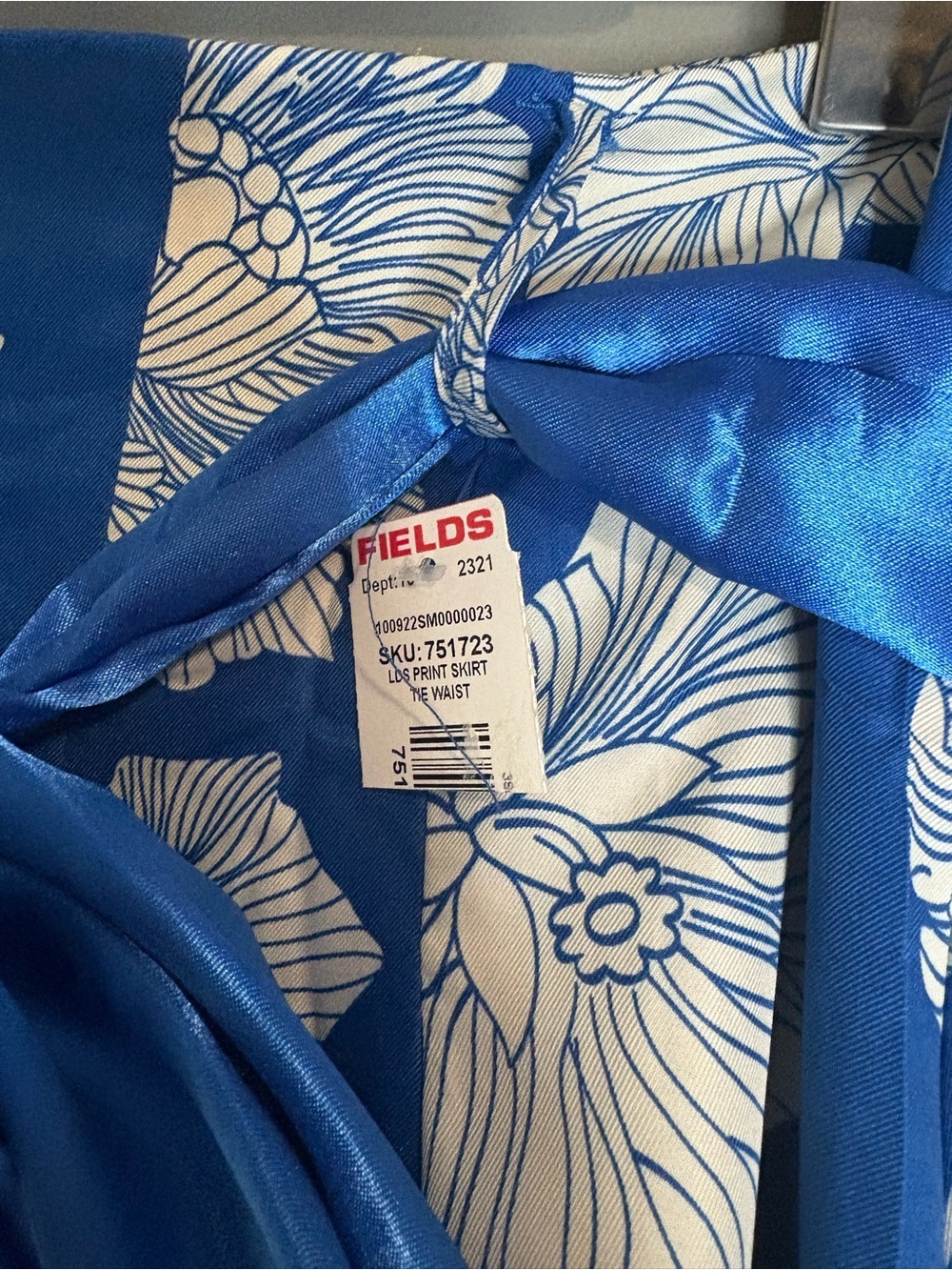 NWT Candy Couture Blue & White Floral Paperbag Mini Skirt | Satin Bow | Small - Picture 7 of 8